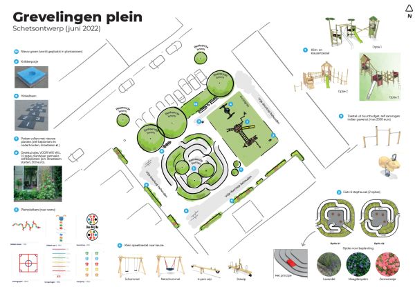 "Ontwerp Grevelingenplein met keuzemogelijkheden"