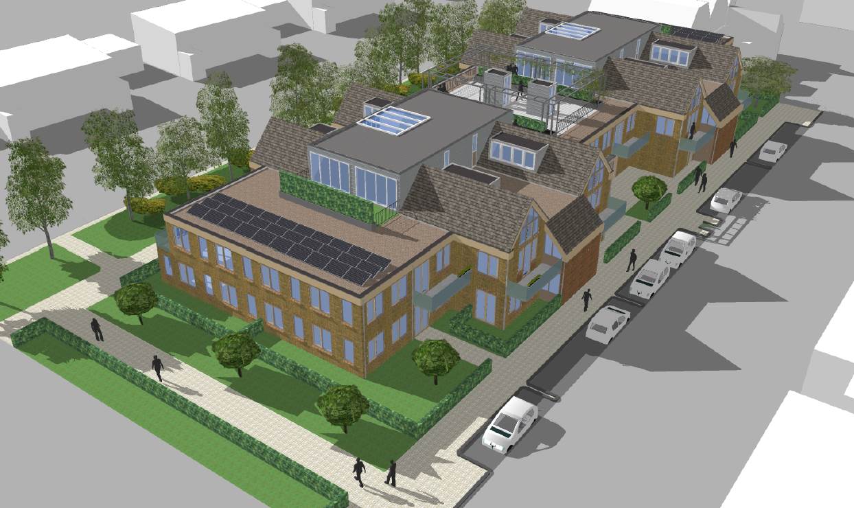 Impressie van het gebouw aan de Kerklaan 27 en 29